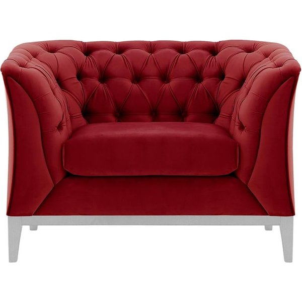 Chesterfield Modern Armchair Wood, dark red, Leg colour: white