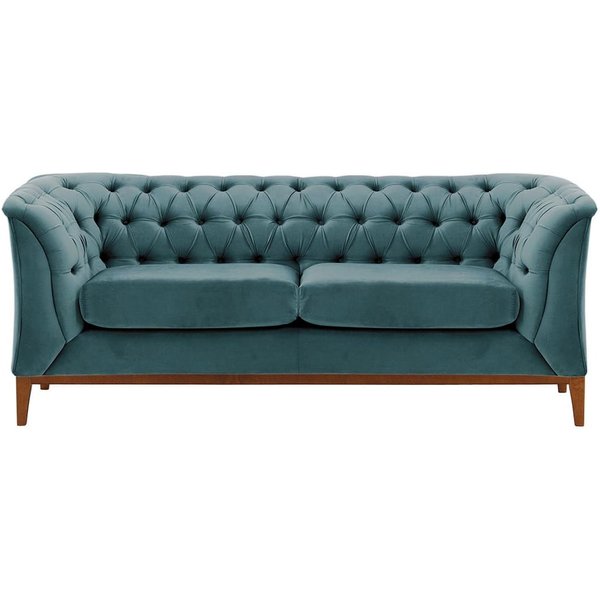 Chesterfield Modern 2 Seater Sofa Wood, V 33 - Rust, Leg colour: wax black