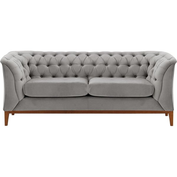 Chesterfield Modern 2 Seater Sofa Wood, silver, Leg colour: aveo