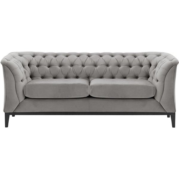 Chesterfield Modern 2 Seater Sofa Wood, silver, Leg colour: black