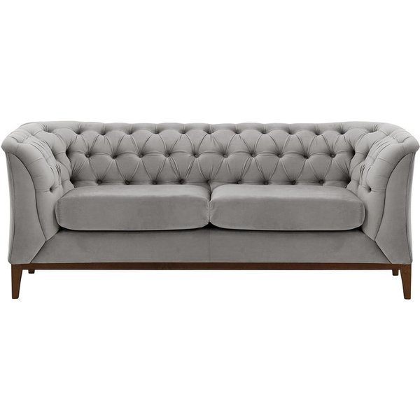 Chesterfield Modern 2 Seater Sofa Wood, silver, Leg colour: dark oak