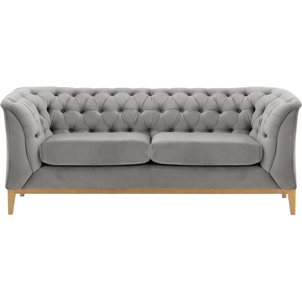 Chesterfield Modern 2 Seater Sofa Wood, silver, Leg colour: like oak