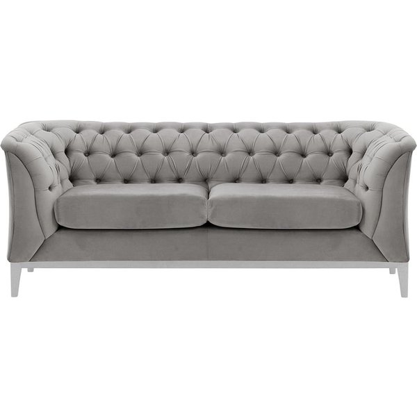 Chesterfield Modern 2 Seater Sofa Wood, silver, Leg colour: white