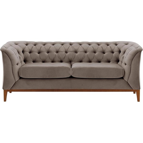 Chesterfield Modern 2 Seater Sofa Wood, grey, Leg colour: aveo