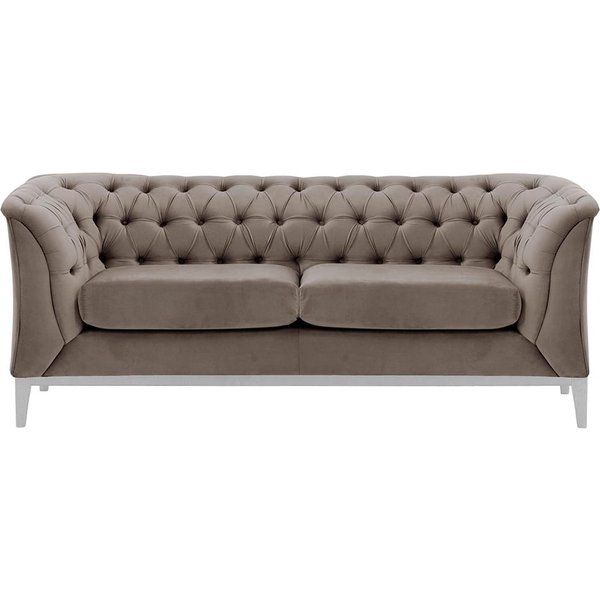 Chesterfield Modern 2 Seater Sofa Wood, grey, Leg colour: white