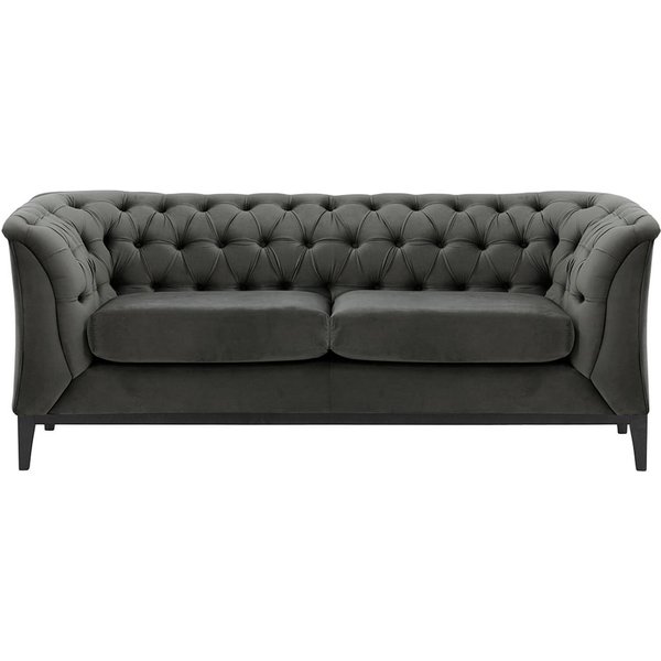 Chesterfield Modern 2 Seater Sofa Wood, graphite, Leg colour: black