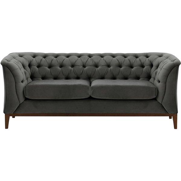 Chesterfield Modern 2 Seater Sofa Wood, graphite, Leg colour: dark oak