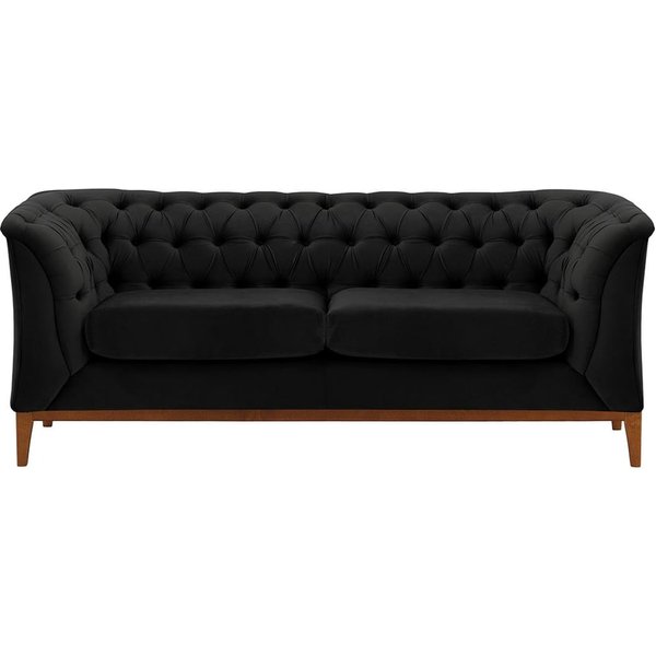Chesterfield Modern 2 Seater Sofa Wood, black, Leg colour: aveo