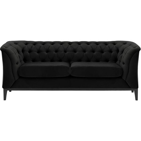 Chesterfield Modern 2 Seater Sofa Wood, black, Leg colour: black