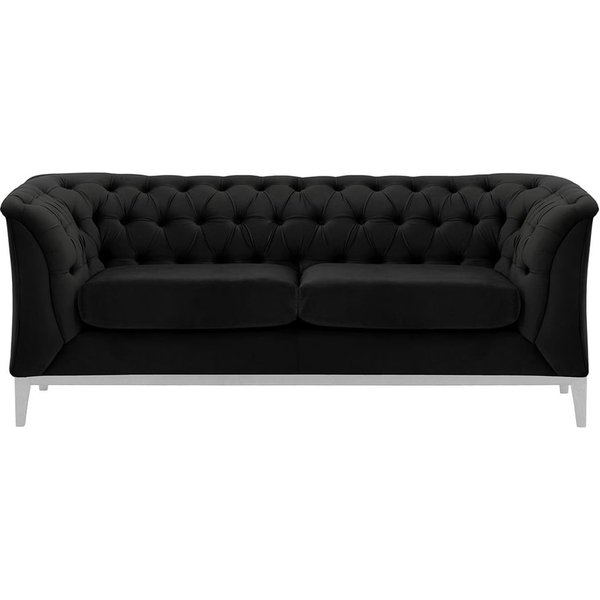 Chesterfield Modern 2 Seater Sofa Wood, black, Leg colour: white