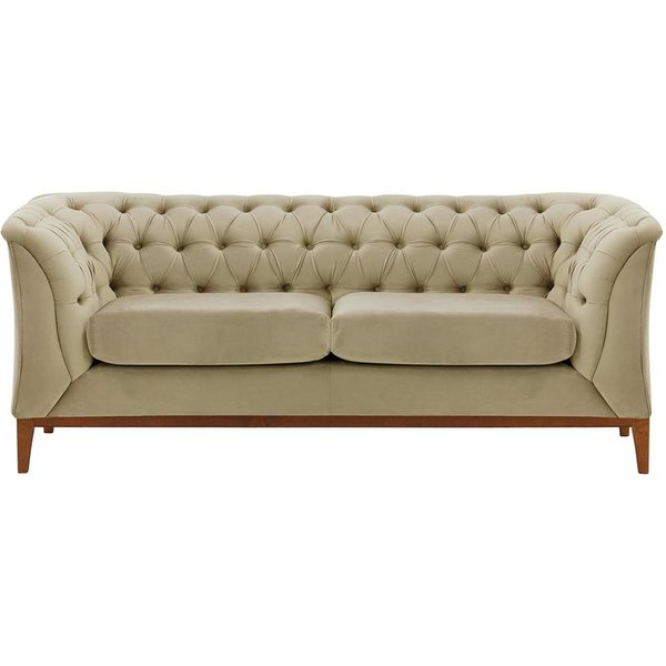 Chesterfield Modern 2 Seater Sofa Wood, mink, Leg colour: aveo