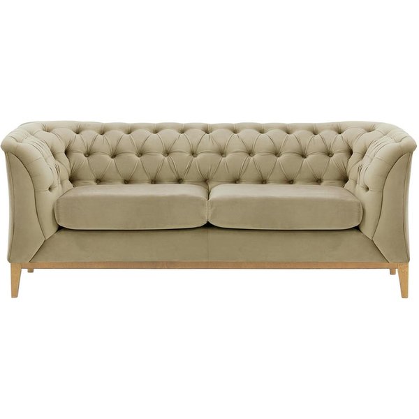 Chesterfield Modern 2 Seater Sofa Wood, mink, Leg colour: like oak
