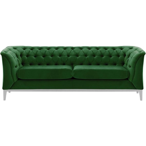 Chesterfield Modern 2,5 Seater Sofa Wood, dark green, Leg colour: white