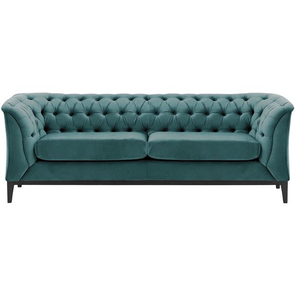 Chesterfield Modern 2,5 Seater Sofa Wood, dirty blue, Leg colour: black