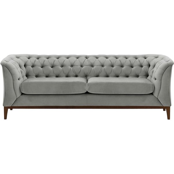 Chesterfield Modern 2,5 Seater Sofa Wood, silver, Leg colour: dark oak