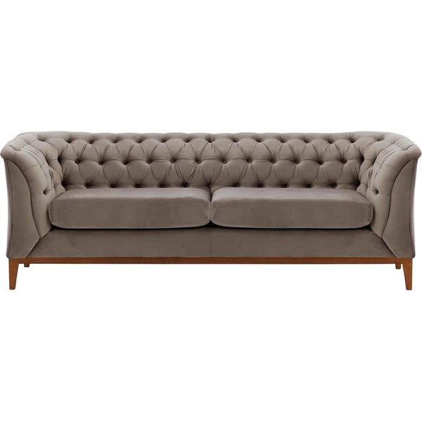 Chesterfield Modern 2,5 Seater Sofa Wood, grey, Leg colour: aveo