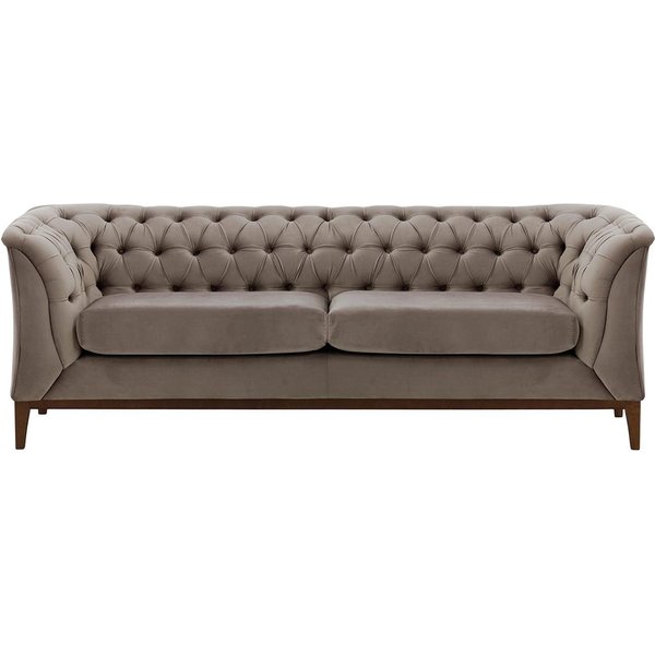 Chesterfield Modern 2,5 Seater Sofa Wood, grey, Leg colour: dark oak