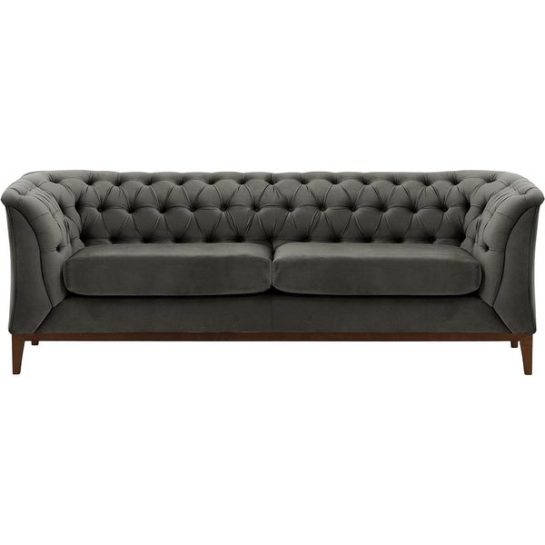 Chesterfield Modern 2,5 Seater Sofa Wood, graphite, Leg colour: dark oak
