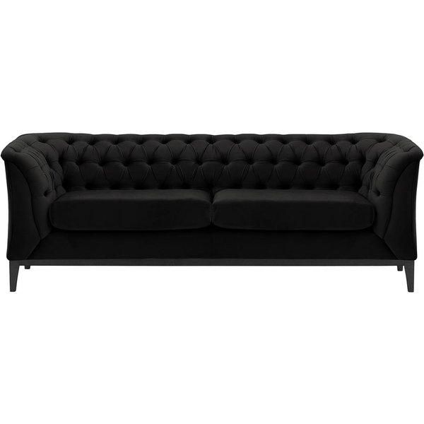 Chesterfield Modern 2,5 Seater Sofa Wood, black, Leg colour: black