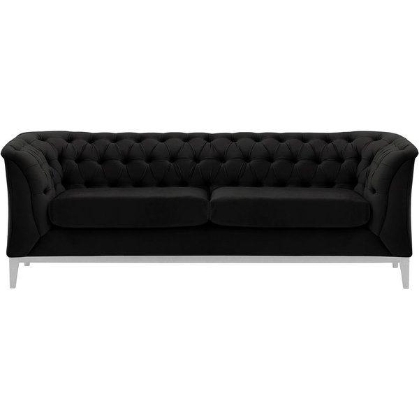 Chesterfield Modern 2,5 Seater Sofa Wood, black, Leg colour: white