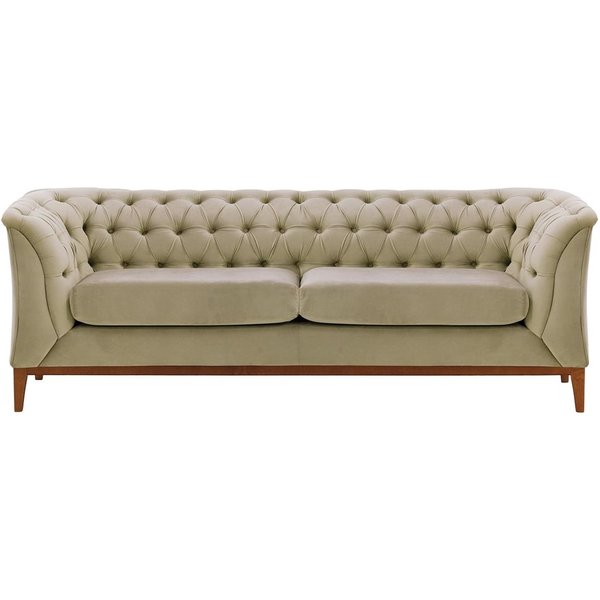 Chesterfield Modern 2,5 Seater Sofa Wood, mink, Leg colour: aveo
