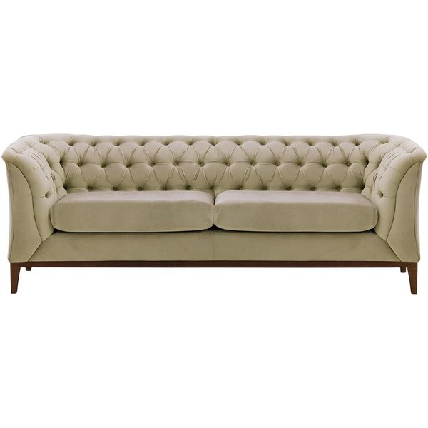 Chesterfield Modern 2,5 Seater Sofa Wood, mink, Leg colour: dark oak