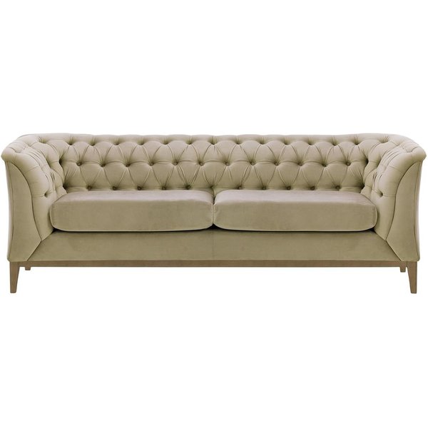 Chesterfield Modern 2,5 Seater Sofa Wood, mink, Leg colour: wax black