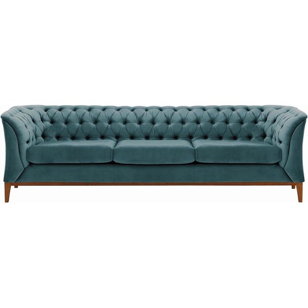 Chesterfield Modern 3 Seater Sofa Wood, V 33 - Rust, Leg colour: aveo