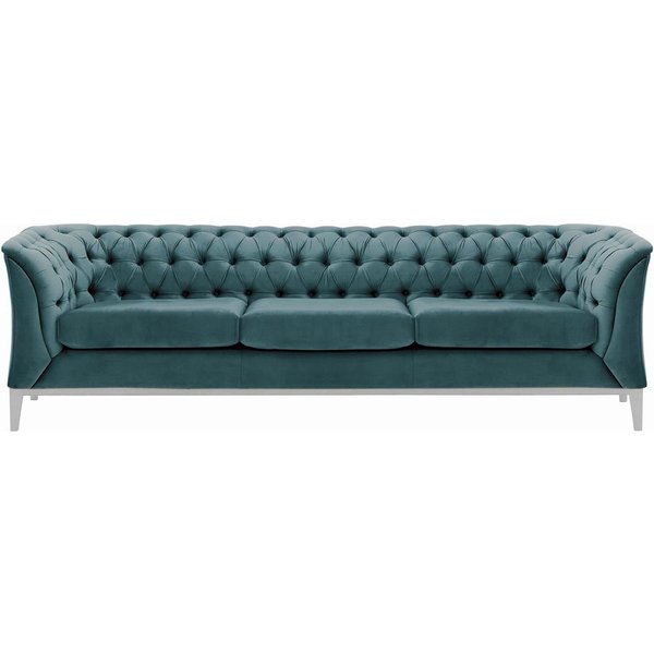 Chesterfield Modern 3 Seater Sofa Wood, dirty blue, Leg colour: white