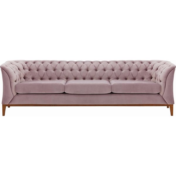 Chesterfield Modern 3 Seater Sofa Wood, lilac, Leg colour: aveo