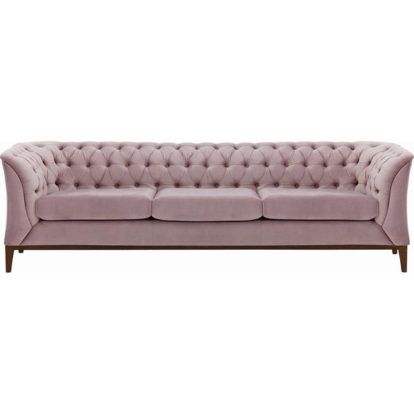 Chesterfield Modern 3 Seater Sofa Wood, lilac, Leg colour: dark oak