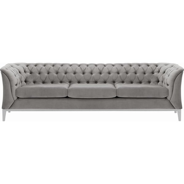 Chesterfield Modern 3 Seater Sofa Wood, silver, Leg colour: white