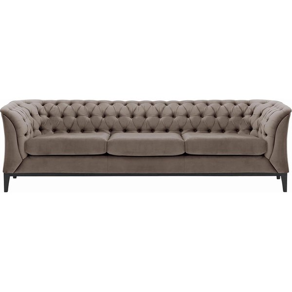 Chesterfield Modern 3 Seater Sofa Wood, grey, Leg colour: black