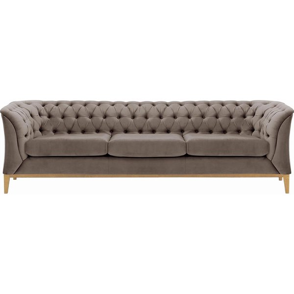 Chesterfield Modern 3 Seater Sofa Wood, grey, Leg colour: like oak