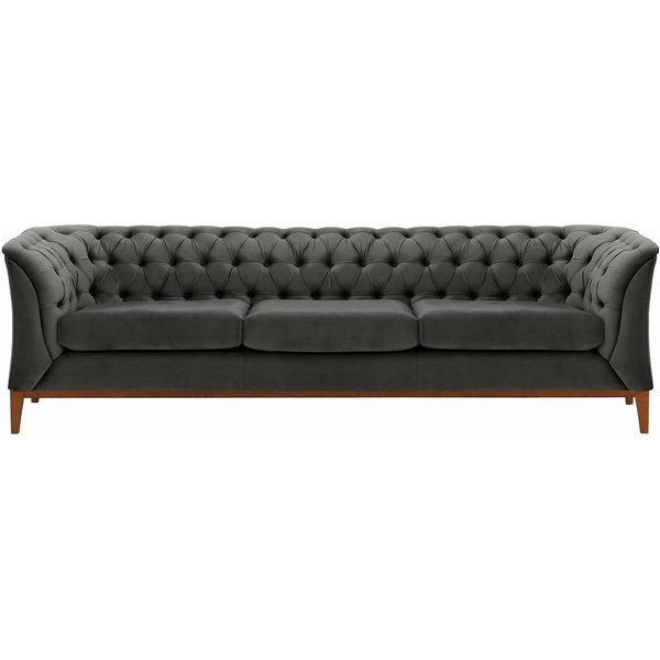 Chesterfield Modern 3 Seater Sofa Wood, graphite, Leg colour: aveo