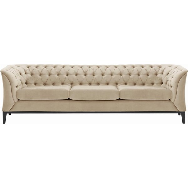 Chesterfield Modern 3 Seater Sofa Wood, light beige, Leg colour: black