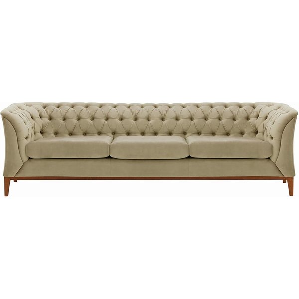 Chesterfield Modern 3 Seater Sofa Wood, mink, Leg colour: aveo
