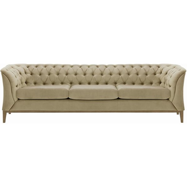 Chesterfield Modern 3 Seater Sofa Wood, mink, Leg colour: wax black