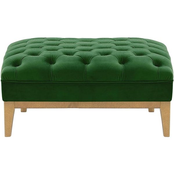 Chesterfield Modern Footstool Wood, dark green, Leg colour: like oak