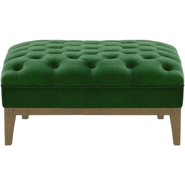 Chesterfield Modern Footstool Wood, dark green, Leg colour: wax black
