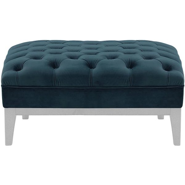 Chesterfield Modern Footstool Wood, blue, Leg colour: white