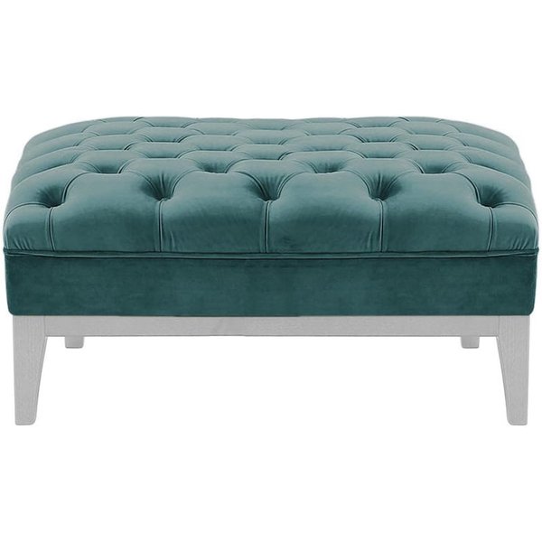 Chesterfield Modern Footstool Wood, dirty blue, Leg colour: white