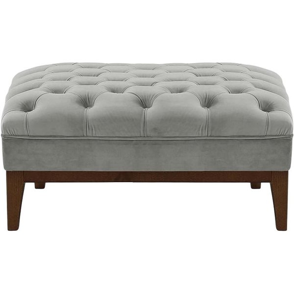 Chesterfield Modern Footstool Wood, silver, Leg colour: dark oak