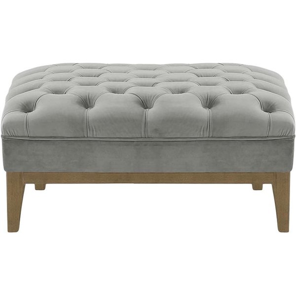 Chesterfield Modern Footstool Wood, silver, Leg colour: wax black