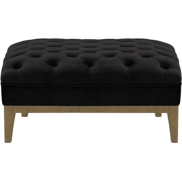 Chesterfield Modern Footstool Wood, black, Leg colour: wax black