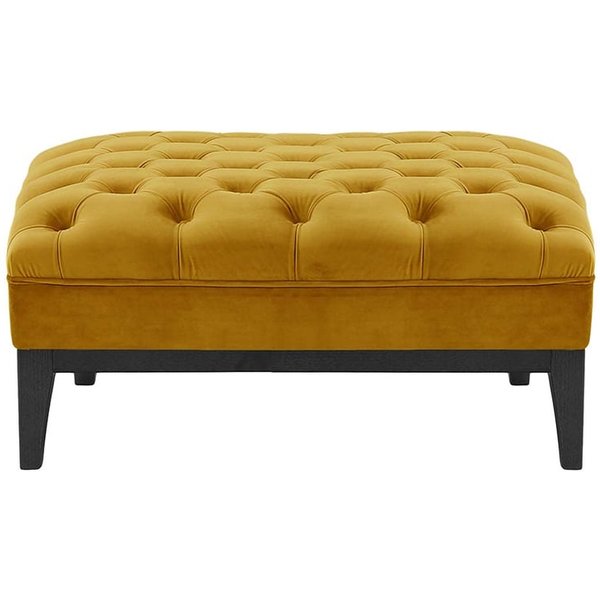 Chesterfield Modern Footstool Wood, mustard, Leg colour: black