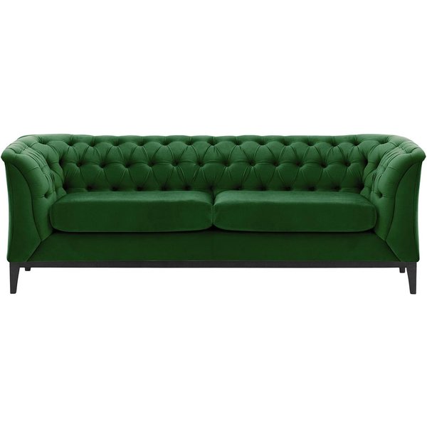 Chesterfield Modern 2,5 Seater Sofa Wood, dark green, Leg colour: black