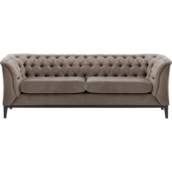 Chesterfield Modern 2,5 Seater Sofa Wood, grey, Leg colour: black