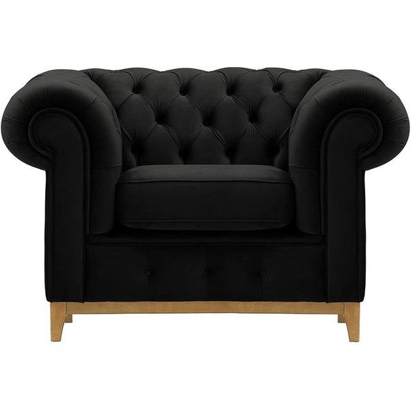 Chesterfield Grand Armchair, black, Leg colour: like oak