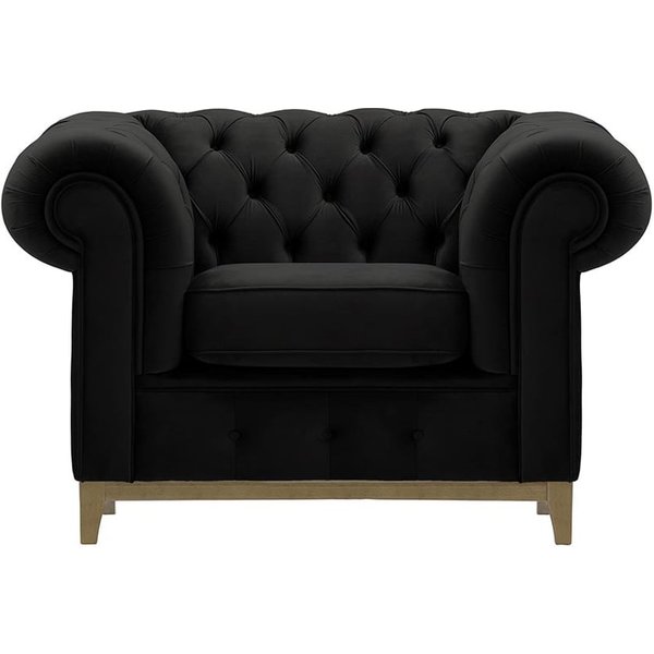 Chesterfield Grand Armchair, black, Leg colour: wax black